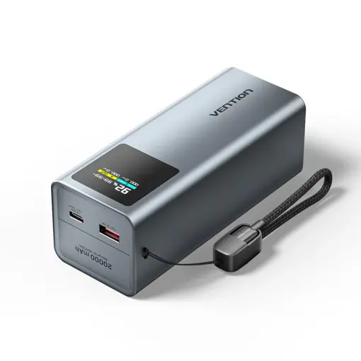 VENTION 20000 mAh POWER BANK FAST CHARGING 100W,AIR TRAVEL FRIENDLY,100W USB-C CABLE TFT DIGITAL DISPLAY
