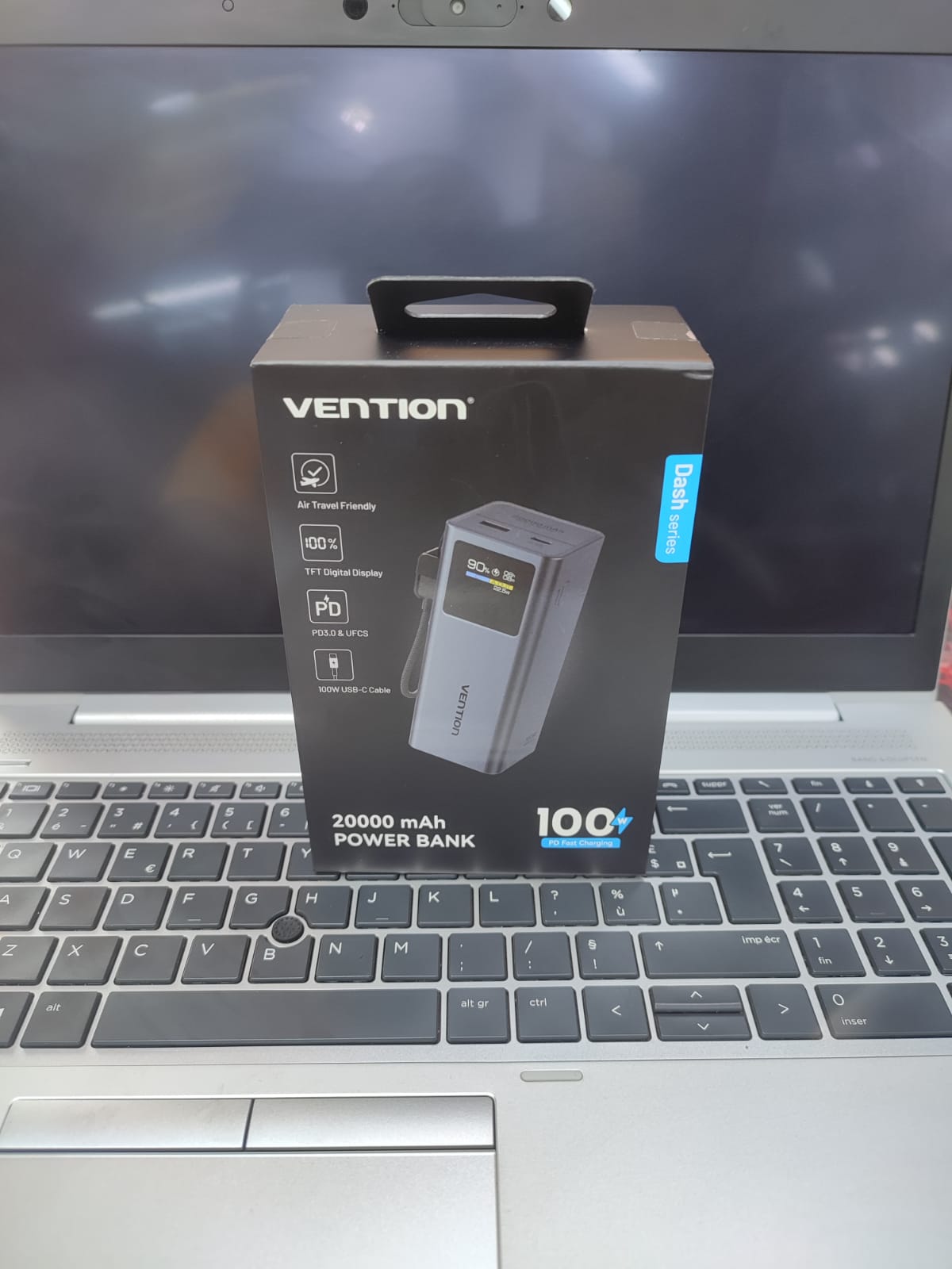VENTION 20000 mAh POWER BANK FAST CHARGING 100W,AIR TRAVEL FRIENDLY,100W USB-C CABLE TFT DIGITAL DISPLAY