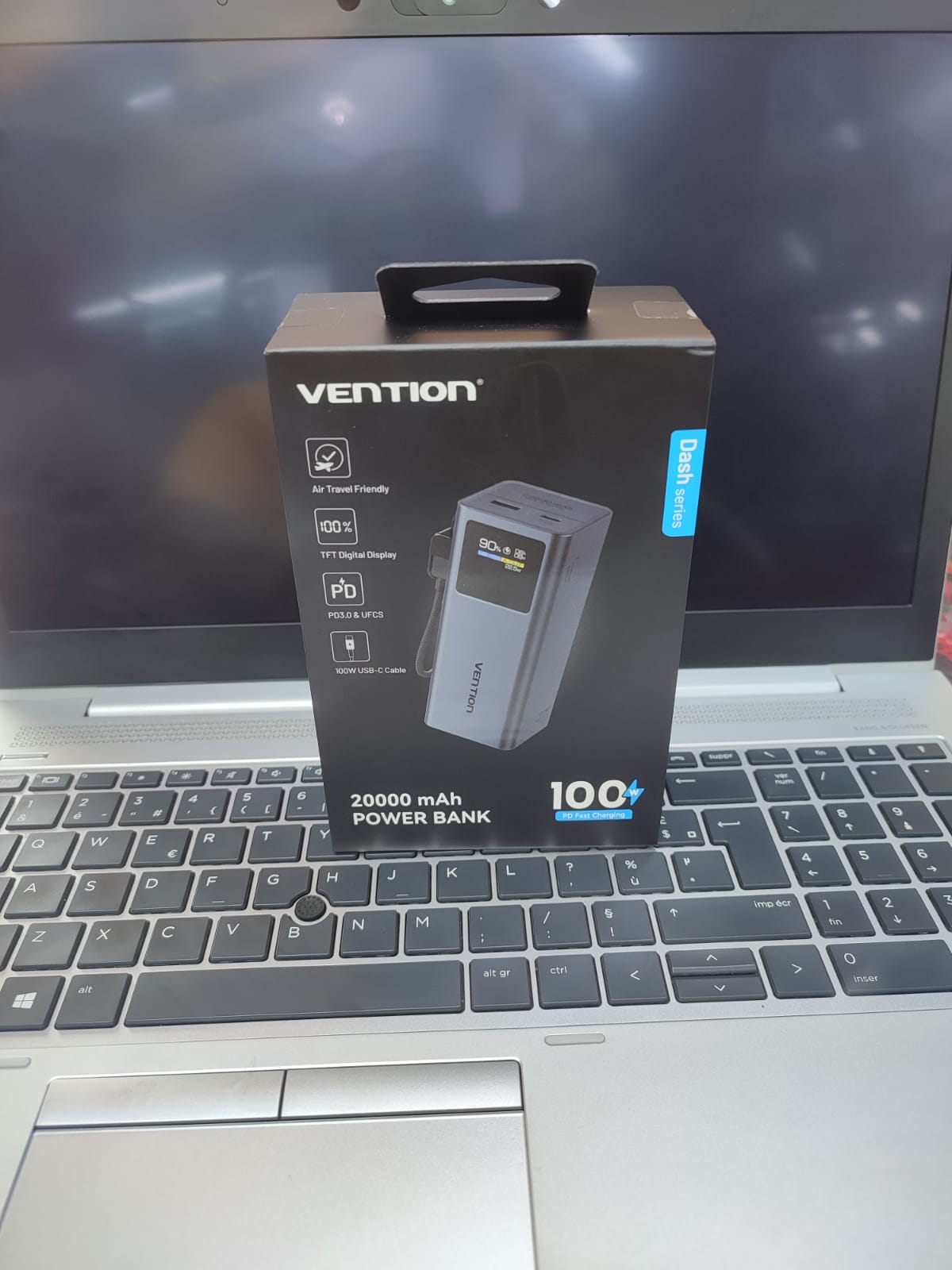 VENTION 20000 mAh POWER BANK FAST CHARGING 100W,AIR TRAVEL FRIENDLY,100W USB-C CABLE TFT DIGITAL DISPLAY