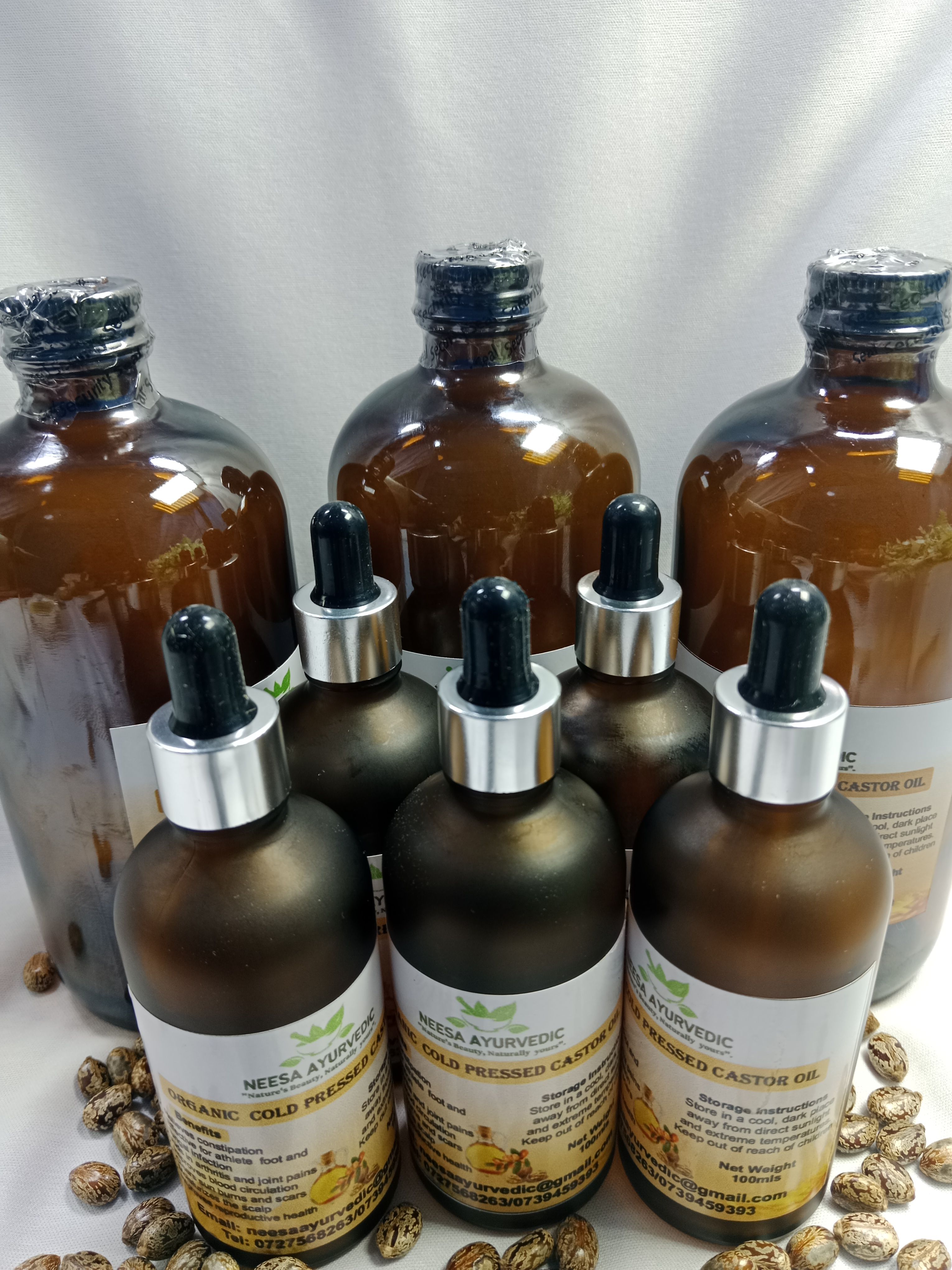 Pure Organic Cold-pressed, Hexane Free Castor Oil-Dark Bottle