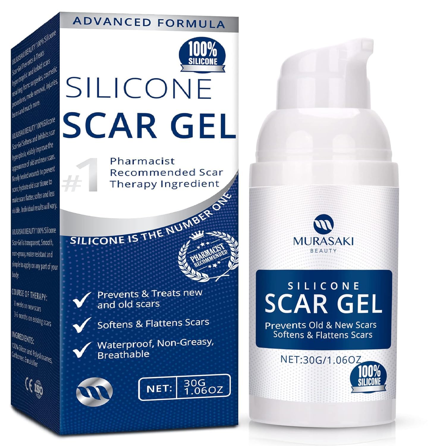 Silicone Scar Removal Gel Removal Skin Scars Cream Treat Surgery Scars Stretch Marks Acne Pox Prints Burn Repair Facial Care Gel Whitening Pigmentation Corrector.