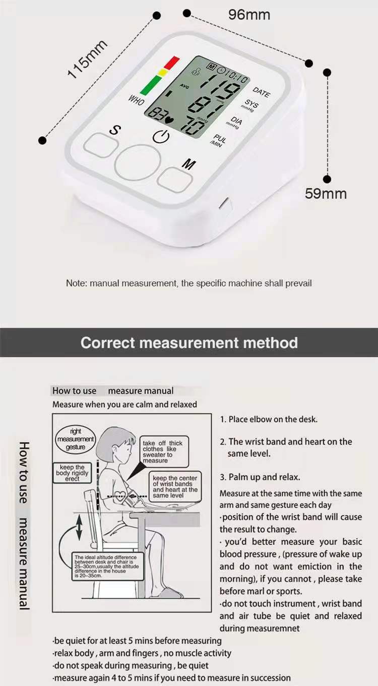 Blood Pressure Monitor Digital BP Monitor Machine Portable Digital Blood Pressure Monitor Arm Blood Pressure Monitor with Voice-
