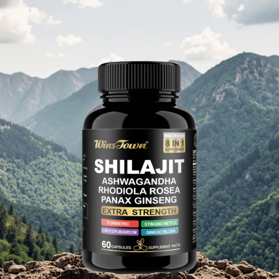 Shilajit Extract Capsule Ayurveda Humic Fulvic Acid and Trace Support 85 Minerals Shilajit Capsules Shilajit 8-in-1 Supplement with Ashwagandha, Rhodiola Rosea & Panax Ginseng - Strength & Energy