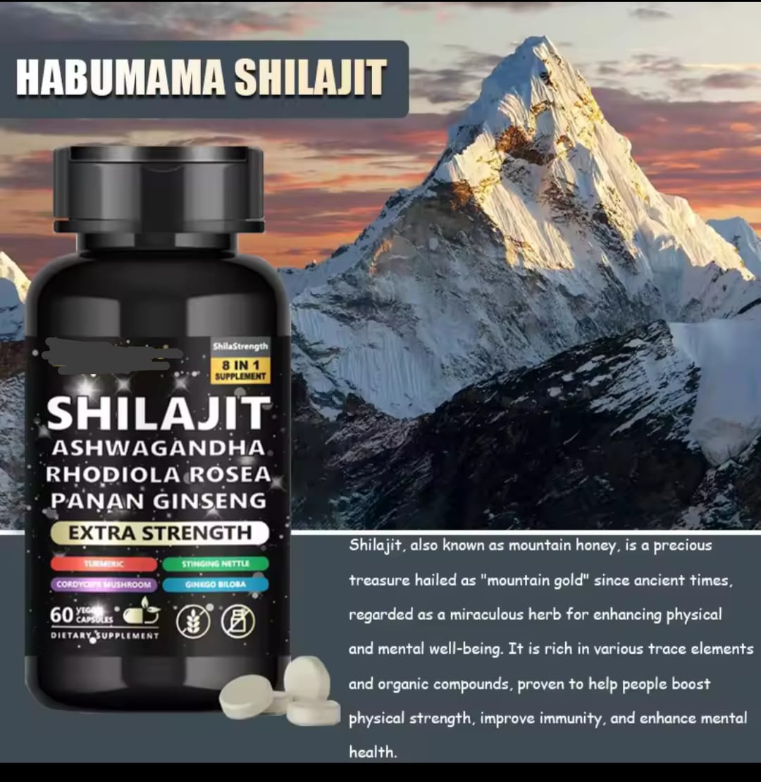 Shilajit Extract Capsule Ayurveda Humic Fulvic Acid and Trace Support 85 Minerals Shilajit Capsules Shilajit 8-in-1 Supplement with Ashwagandha, Rhodiola Rosea & Panax Ginseng - Strength & Energy