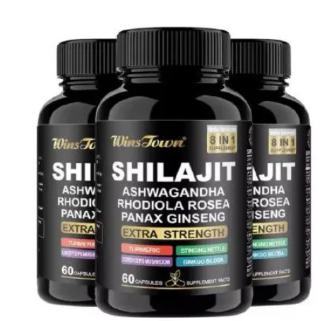 Shilajit 8-in-1 Supplement with Ashwagandha, Rhodiola Rosea & Panax Ginseng - Extra Strength & Energy Boost