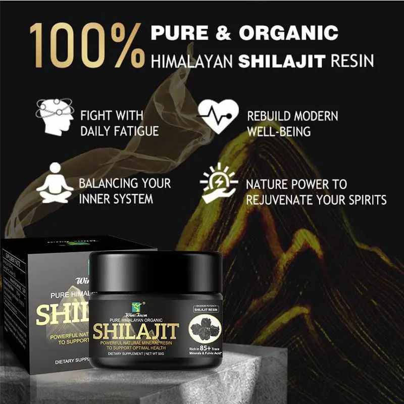 SHILAJIT Pure Resin With Fulvic Acid & Trace Minerals, Original Himalayan Organic Resin With 85+ Humic Acid, Support Metabolism & Immune System - 100 Serving / 50g.