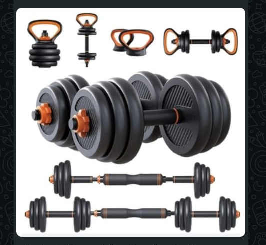30kg- 6 In 1 Multifunctional Adjustable Dumbbells, Kettle Bell Weights Set With Connector, Used As Dumbbells,Barbell, Kettlebells, Roller,Push Up Stand, Weight Plate, Fitness Exercises For Home Gym Su