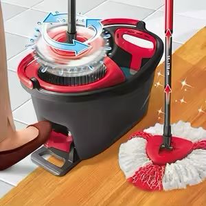 Black spin mop bucket with a foot pedal