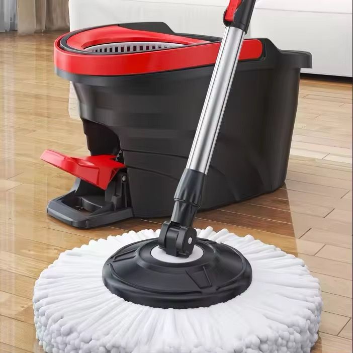 Black spin mop bucket with a foot pedal