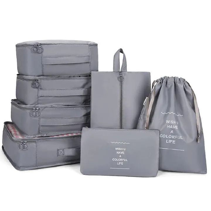 6pcs Laggage Travel Suitcase Organizer ➖Laundry/shoe bag ➖Speed up packing and classify of items ➖Made of Oxford material ➖Heavy duty design with zips ➖1large, 1medium cubes, 2small cubes, 2 accesso