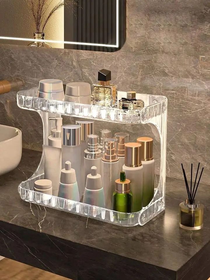 Aclyric 2 Layer Multipurpose Cosmetic shelving, The Aclyric 2-Layer Multipurpose Cosmetic Shelving is a sleek and practical storage solution designed to organize your beauty products.