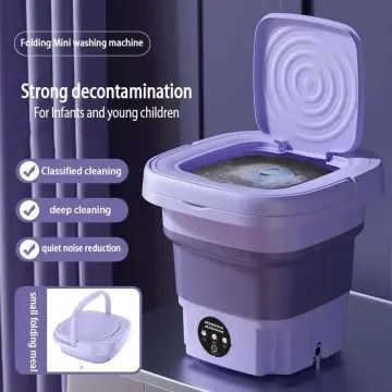 UPGRADED Mini Washing Machine, Foldable Washer Spin Dryer with Drain Basket, Portable for Travel Wash