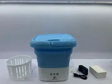 UPGRADED Mini Washing Machine, Foldable Washer Spin Dryer with Drain Basket, Portable for Travel Wash