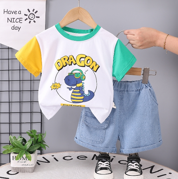 Toddler Baby Boys Tie-Dye Outfits Short Sleeve T-Shirt Tops and Short Pants 2Pcs Summer Cotton Clothes Set