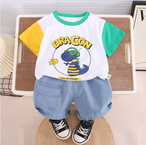 Toddler Baby Boys Tie-Dye Outfits Short Sleeve T-Shirt Tops and Short Pants 2Pcs Summer Cotton Clothes Set