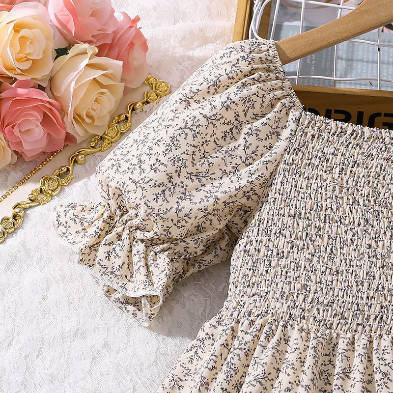 new teenager summer floral princess dress children puff sleeve casual dress