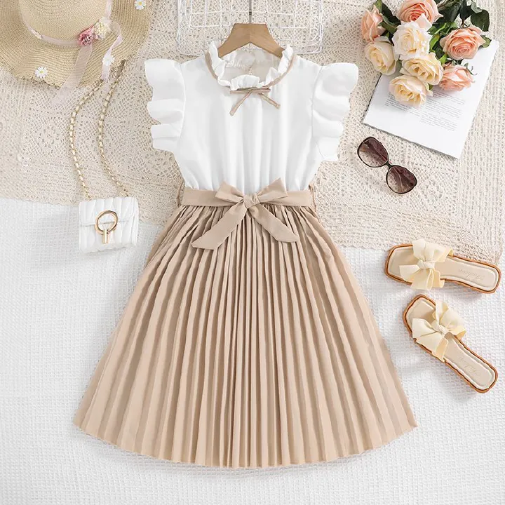 spring and summer children's clothing 8-12 years old new style flying sleeve color girls princess dress girls casual dress