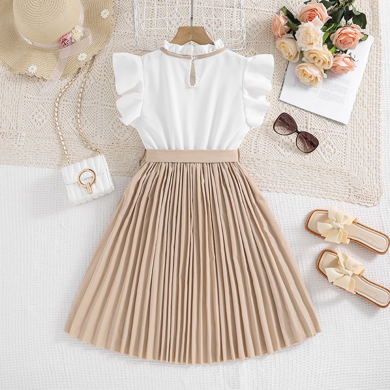 spring and summer children's clothing 8-12 years old new style flying sleeve color girls princess dress girls casual dress
