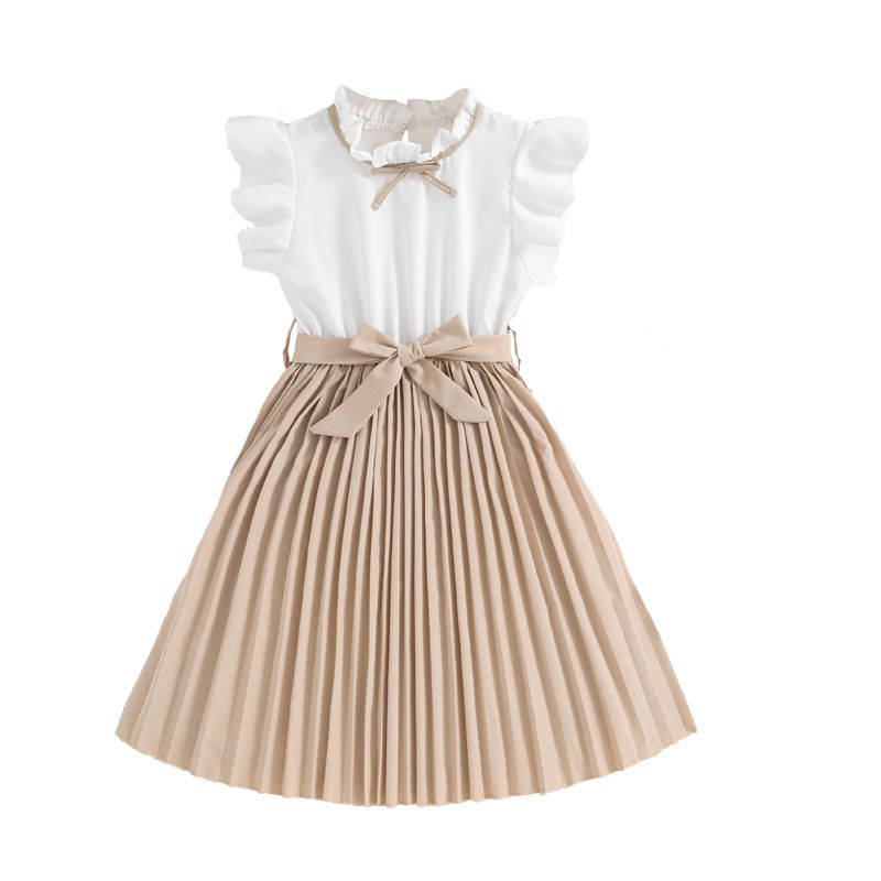 spring and summer children's clothing 8-12 years old new style flying sleeve color girls princess dress girls casual dress