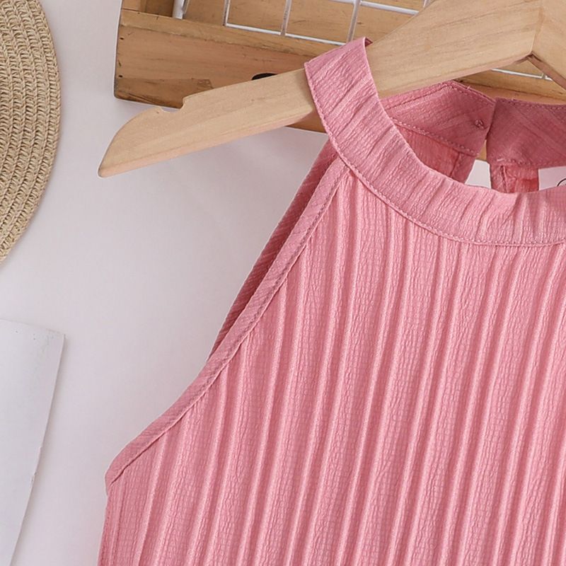 8-12 years kids wholesale clothes European and American new halter sleeveless top+wide leg pants girls suit 2pcs clothing set