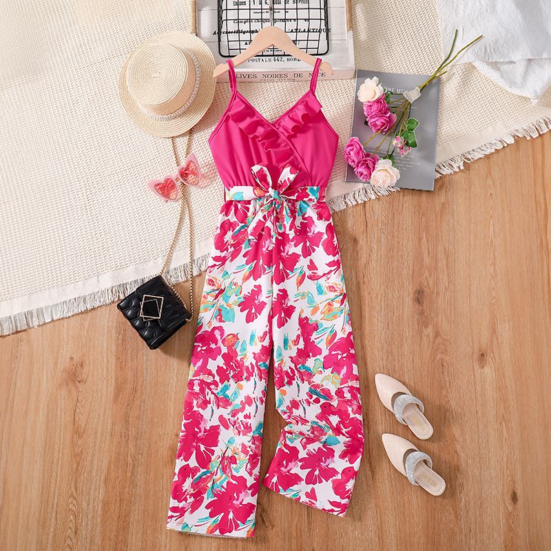 factory hot sell children casual cotton wear teenagers long pants baby girl's clothing kids summer clothes girls jumpsuits
