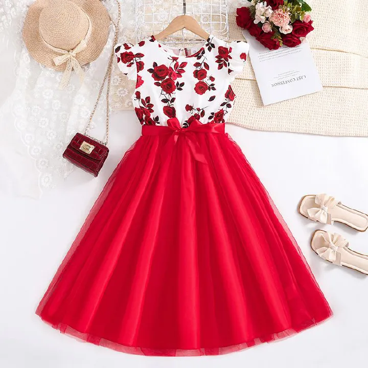 Summer Age 6 8 10 12 Years Old Latest Teenager Clothes Child Frocks Teen Girls Clothing Flower Dress for Kids Girls Dresses
