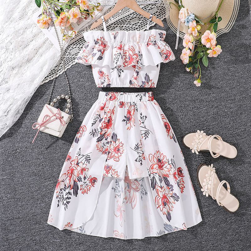 New Romantic Getaway Skirt Kids Dresses For Girls Ruffled Suspender + Hemline Kids Dresses 7-14T Panty Skirt Girls Clothing