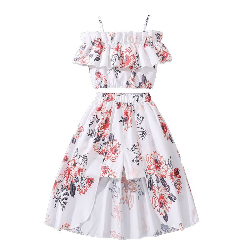 New Romantic Getaway Skirt Kids Dresses For Girls Ruffled Suspender + Hemline Kids Dresses 7-14T Panty Skirt Girls Clothing