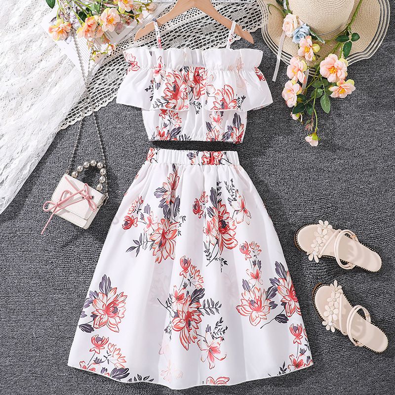 New Romantic Getaway Skirt Kids Dresses For Girls Ruffled Suspender + Hemline Kids Dresses 7-14T Panty Skirt Girls Clothing