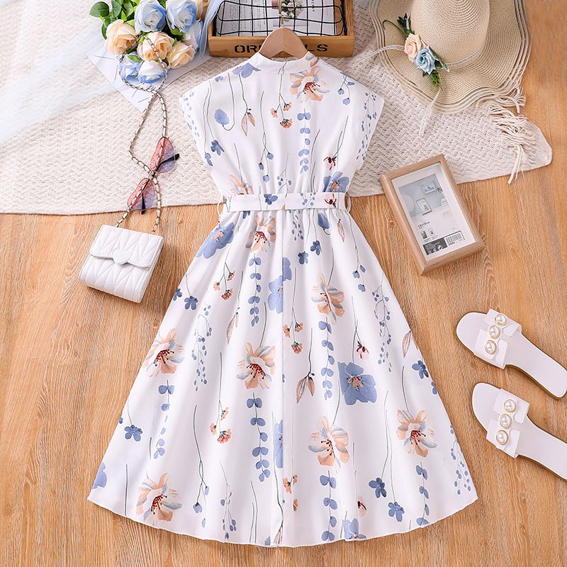 Summer Girls Clothing Casual Printed Sleeveless New Style Dresses for Middle and Older Children dress