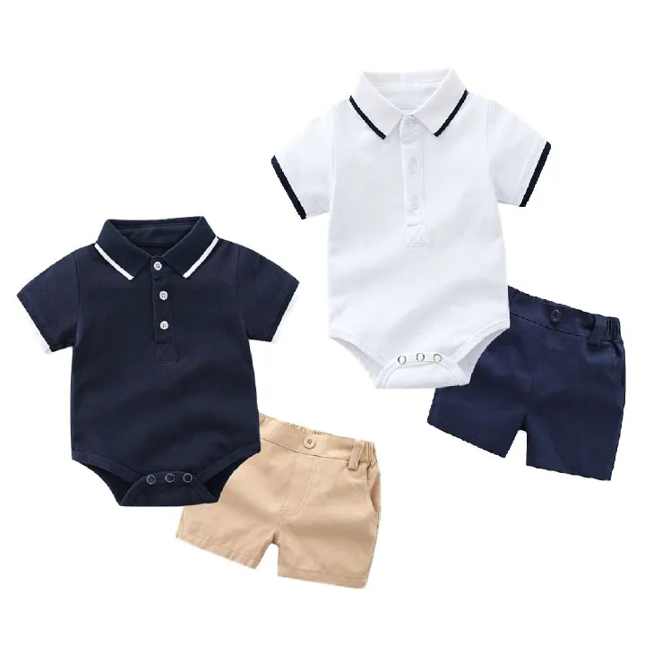 Summer Children's Clothing Short Sleeved Boys' Romper Shorts 2-piece Set Of Cotton Baby Suits