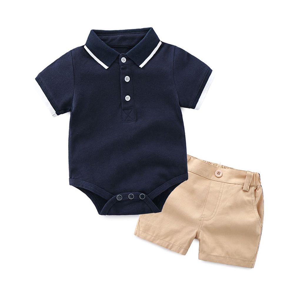 Summer Children's Clothing Short Sleeved Boys' Romper Shorts 2-piece Set Of Cotton Baby Suits