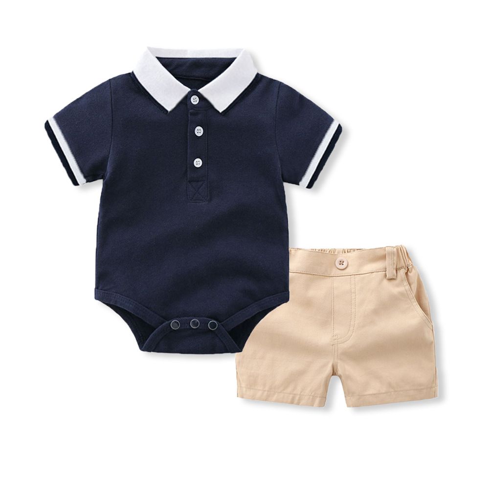 Summer Children's Clothing Short Sleeved Boys' Romper Shorts 2-piece Set Of Cotton Baby Suits