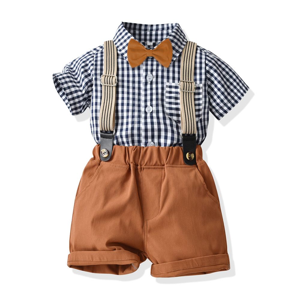 Summer Children's Clothing Short Sleeved Boys' Romper Shorts 2-piece Set Of Cotton Baby Suits