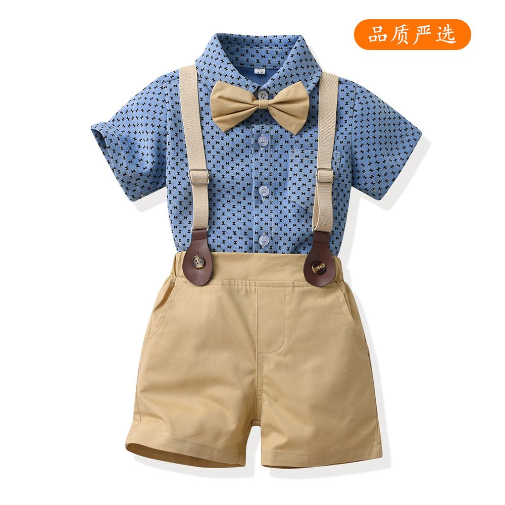 Summer Children's Clothing Short Sleeved Boys' Romper Shorts 2-piece Set Of Cotton Baby Suits