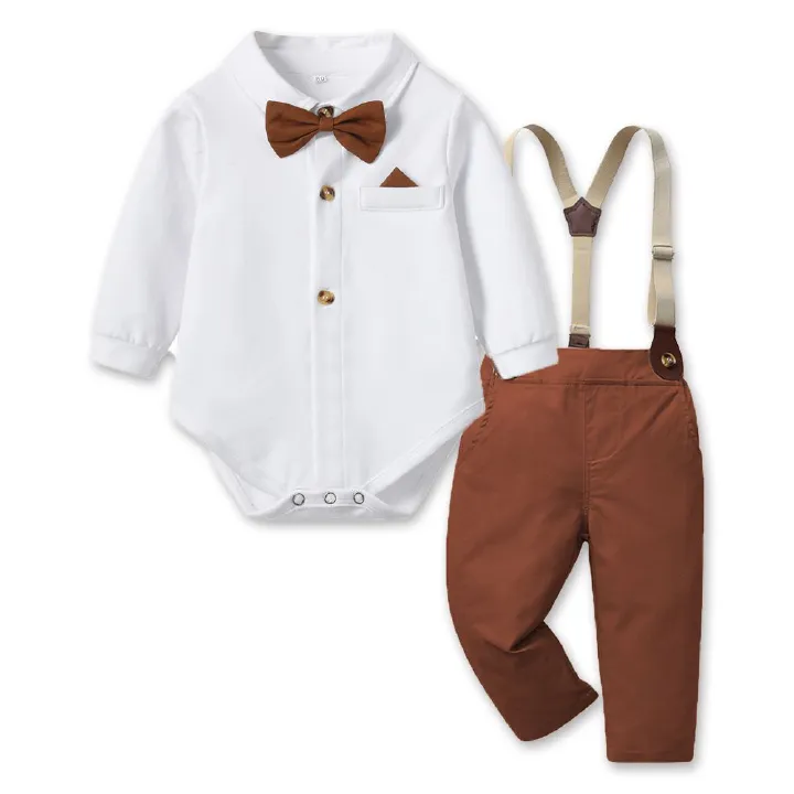 Toddler Boy Clothes Formsl Shirt Suit Hat Custom Logo Baby Boy Clothes Birthday Outfit Baby Clothes