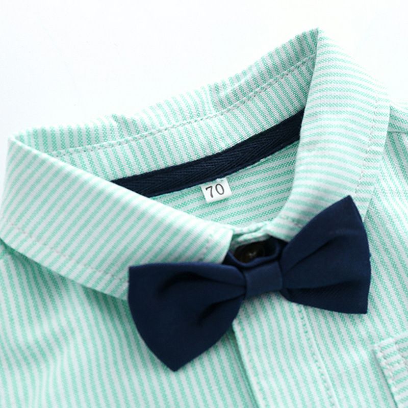 Summer toddler baby boys formal shirts rompers shorts clothes kids bow tie gentleman suit infant overalls baby boy clothing set