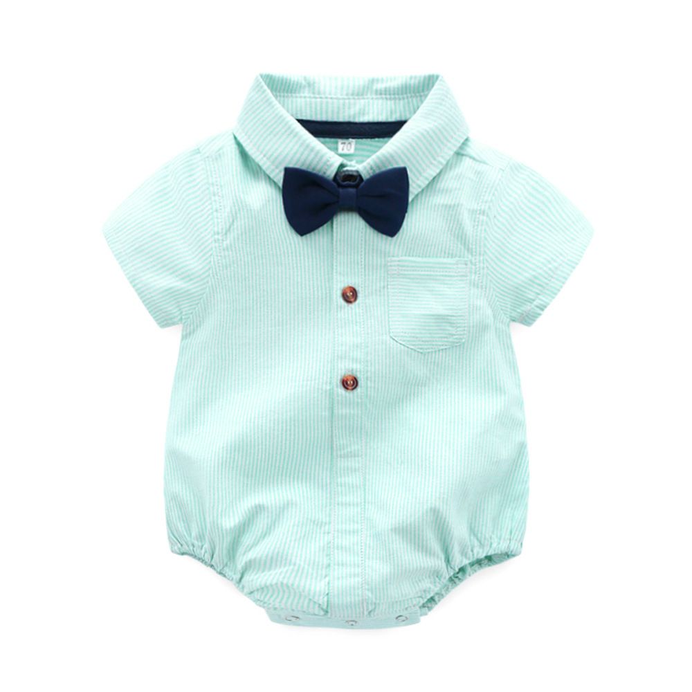 Summer toddler baby boys formal shirts rompers shorts clothes kids bow tie gentleman suit infant overalls baby boy clothing set
