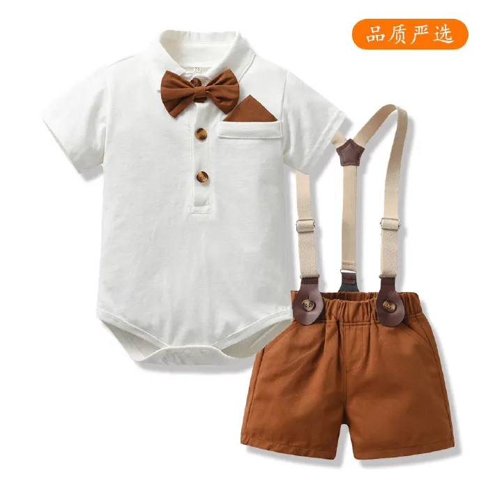 Children's clothing Short sleeved boys' romper shorts 2-piece set of 100% cotton summer baby clothes