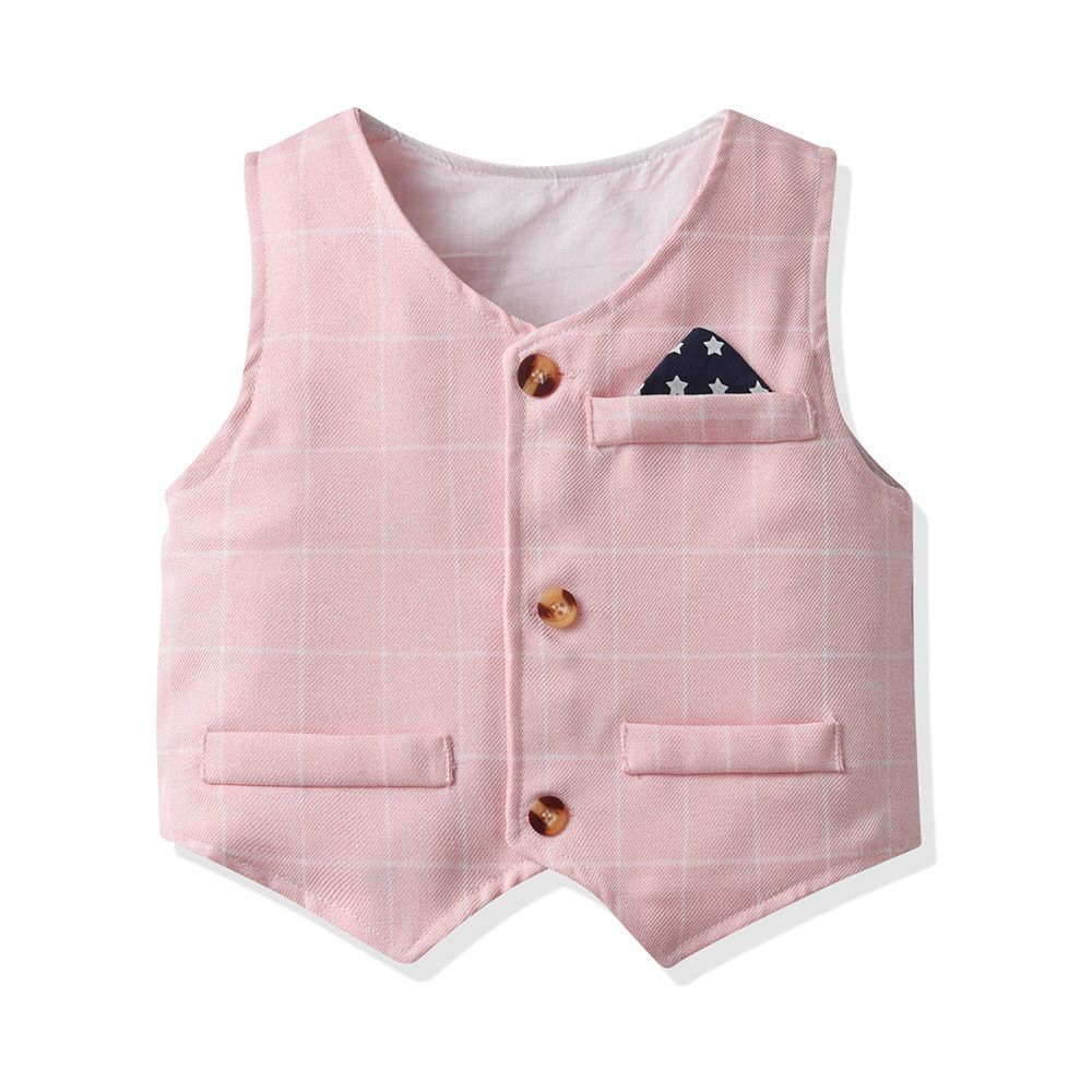 Autumn Baby Boy Gentleman Suit White Shirt with Bow Tie+Striped Vest+Trousers 3Pcs Formal Kids Clothes