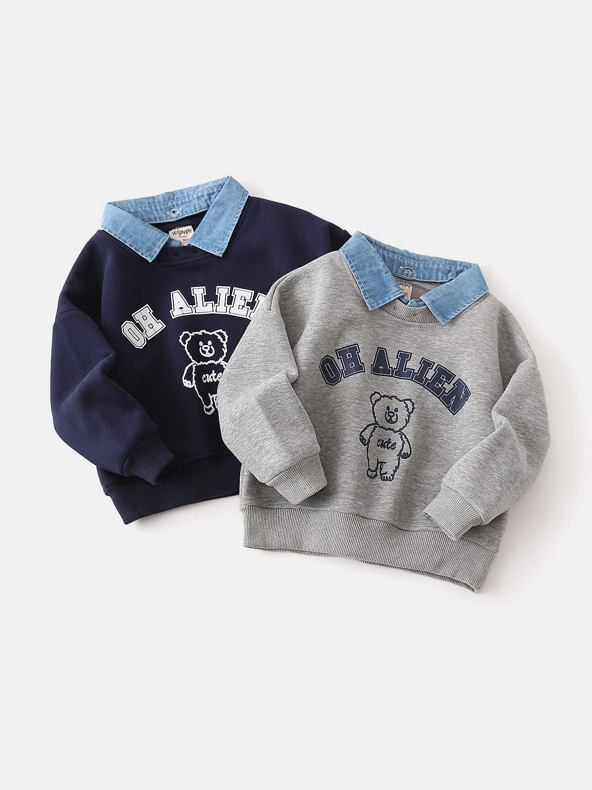 1-7 Years Crewneck Kids Boys Hoodies Sweatshirt For Boy new children's lapel stitching sweatshirt wholesale