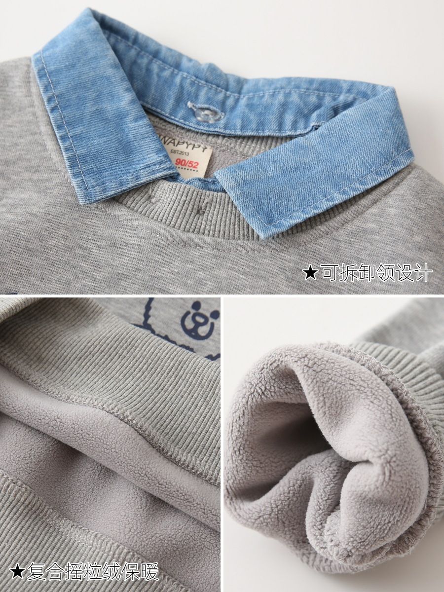 1-7 Years Crewneck Kids Boys Hoodies Sweatshirt For Boy new children's lapel stitching sweatshirt wholesale