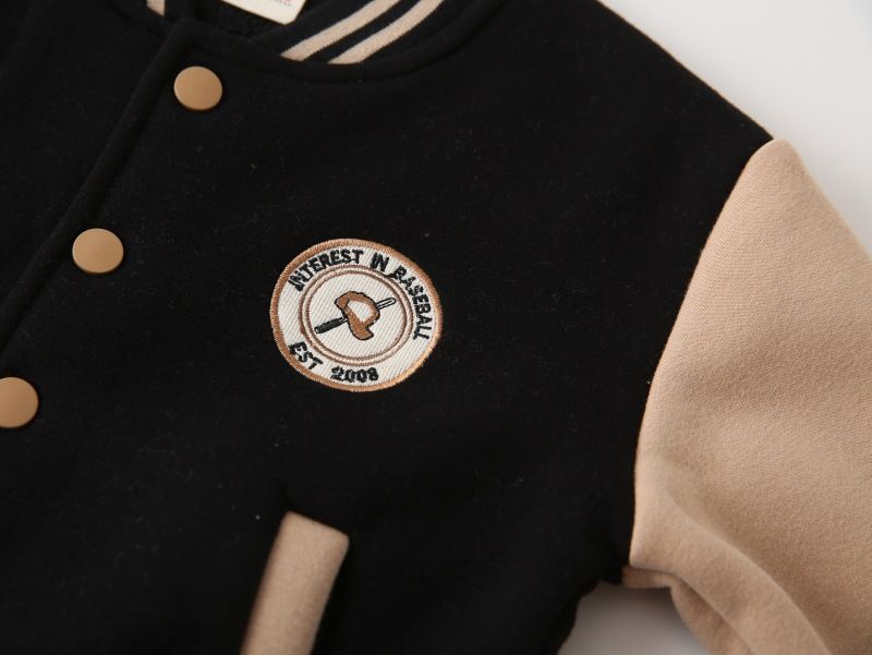 Boys' Baseball Uniform Autumn And Winter Version Boys' Thick Warm Coat Integrated Fur Handsome and cool Blazer