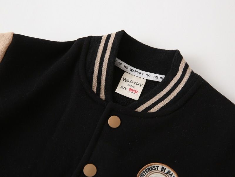 Boys' Baseball Uniform Autumn And Winter Version Boys' Thick Warm Coat Integrated Fur Handsome and cool Blazer
