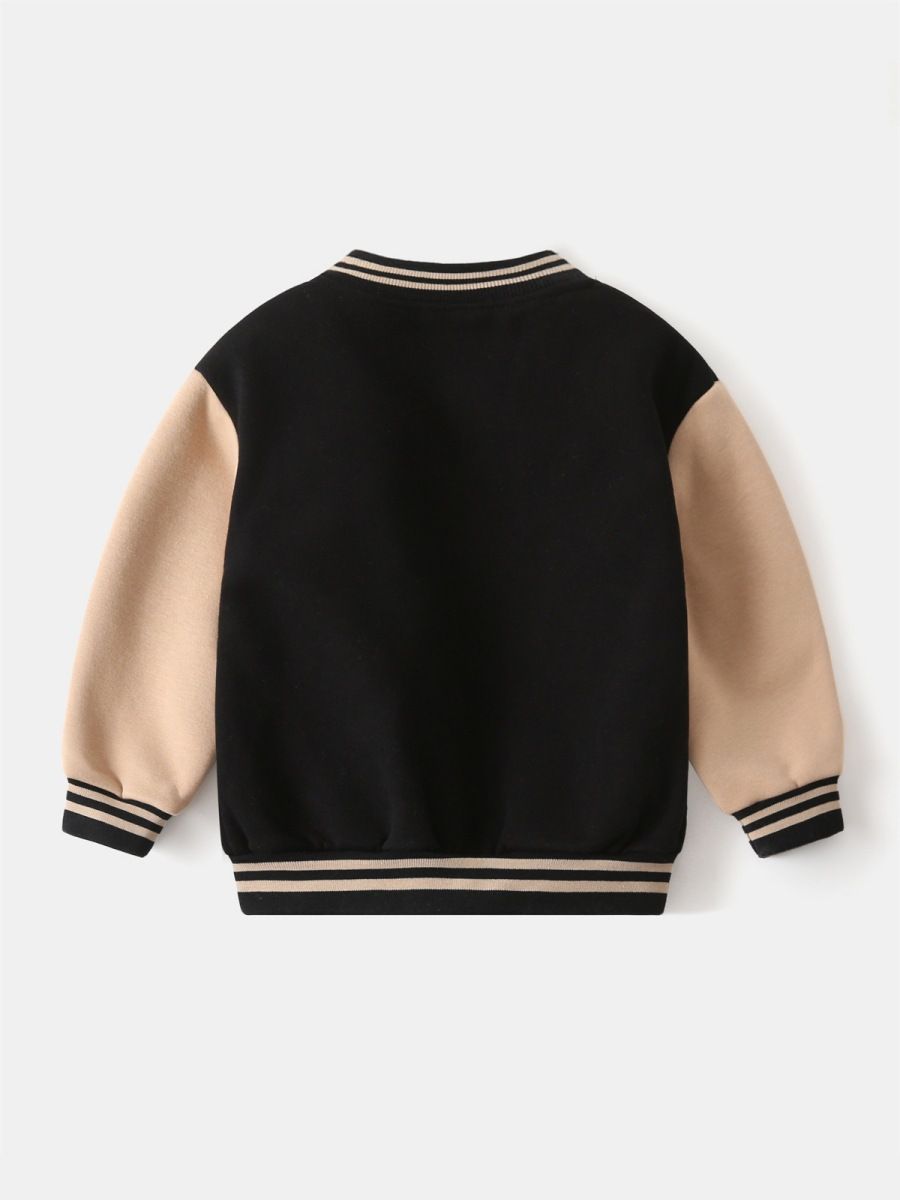 Boys' Baseball Uniform Autumn And Winter Version Boys' Thick Warm Coat Integrated Fur Handsome and cool Blazer