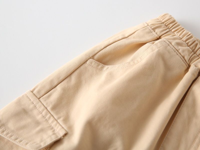 New Spring Autumn Streetwear Casual Solid Elastic Waist Boys Cargo Pants
