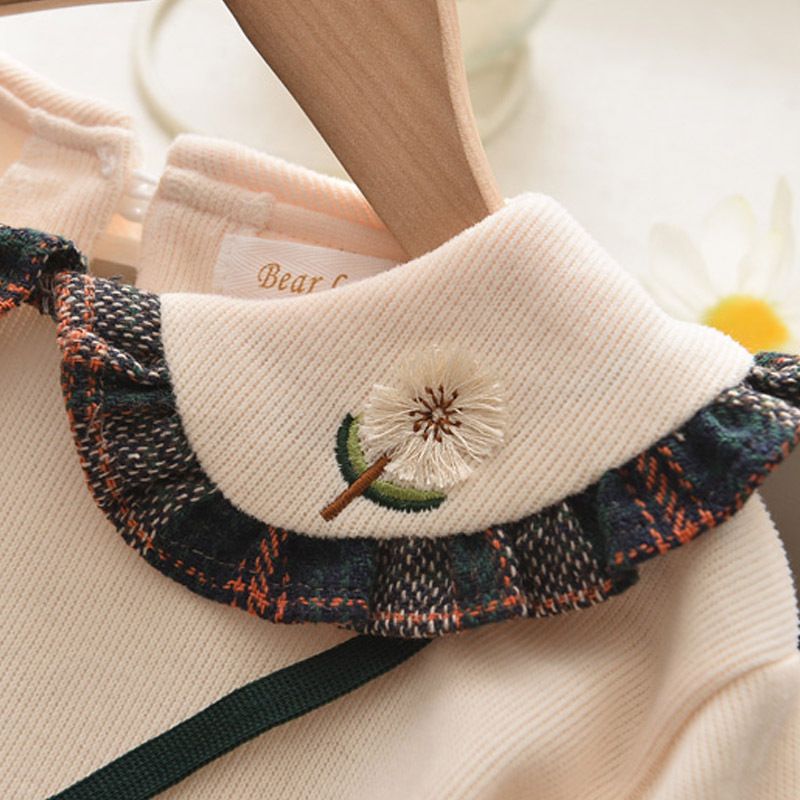 Autumn Baby Clothing Sets Girl Long Sleeve Sweater Pan Collar+plaid Skirt 2 Pcs Dress Set Fall Toddler Clothes Girls