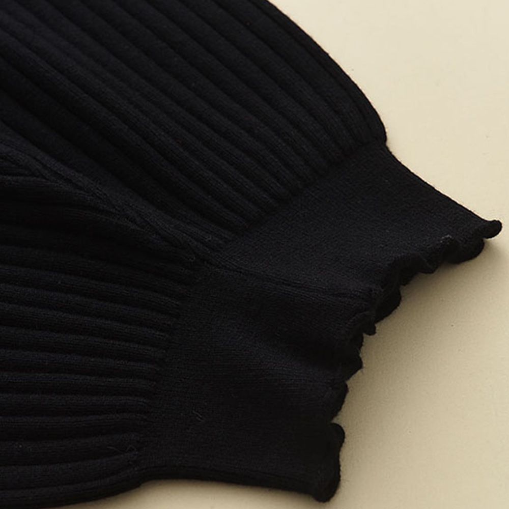 Fashion Luxury Knitted Bow Cardigan Black Trousers 2pcs Baby Clothing Set Sweet Girls Clothing Sweater Kids Winter Clothing