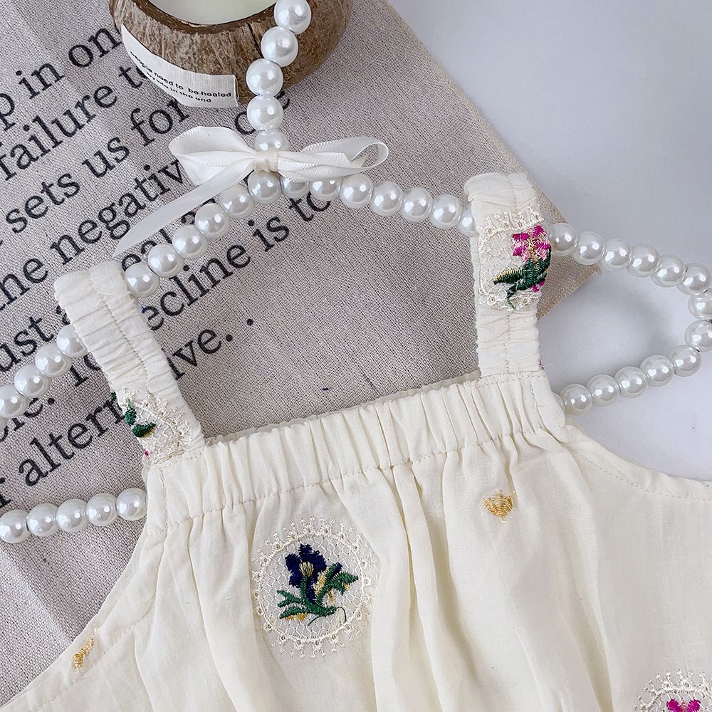 Children's clothes summer new style fresh embroidered suit for little girls 2-6 years old girls halter top + half skirt two-pcs