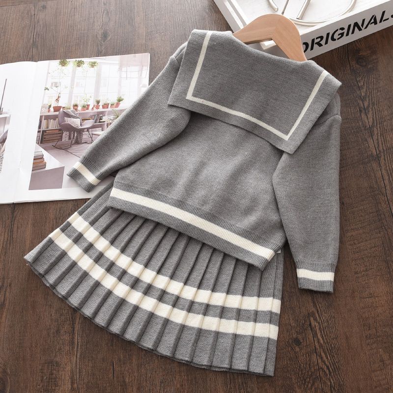 Paleo Boutique Toddler Baby Dress Clothes Long Sleeve Knit Sweater Set Fall Winter Outfits Kids Girls Clothing Sets